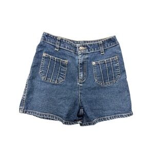 Kru‎ Vintage Denim Shorts Girls Size 12 Blue High Waist 90s Style Front Pocket